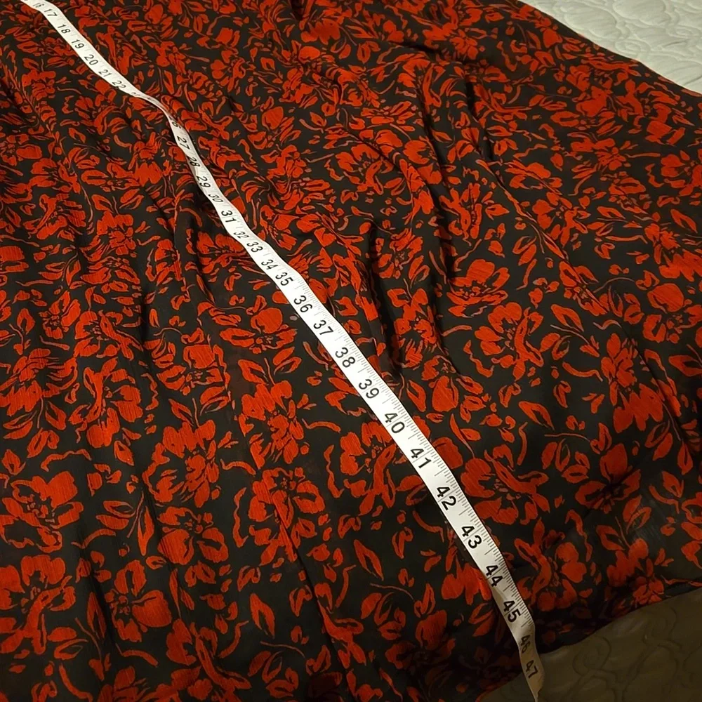 Torrid Red Floral on Black Dress Long Sleeve Cris Cross Front - Picture 5 of 7
